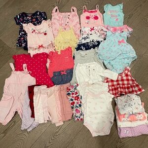 Various brands 3 month girl clothing, onesies, pajamas for spring/summer